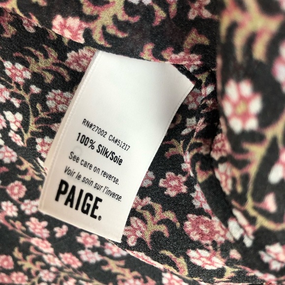 PAIGE floral Silk Button Down Long Sleeve Cold Shoulder romantic blouse size XS - Picture 4 of 6